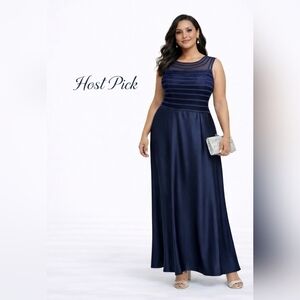 JS Collections Illusion Striped Navy Evening Gown Size 10